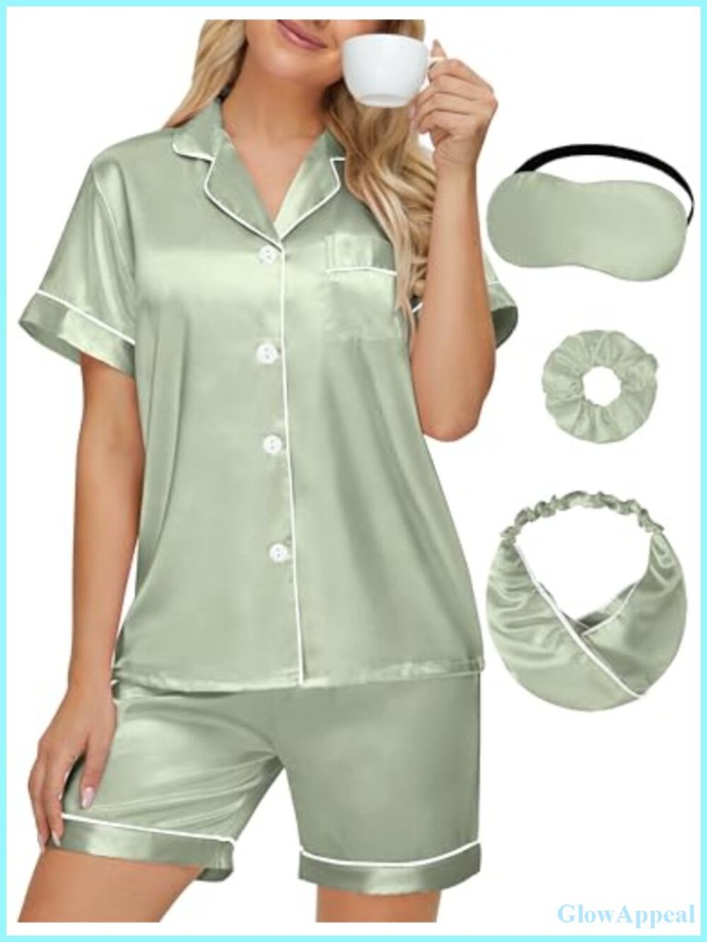 Silk Satin Pajama Set Button Down Sleepwear Loungewear